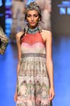 Shop_Rajdeep Ranawat_Grey Halter Printed Gown_at_Aza_Fashions