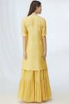 Shop_Vara By Vibha N Priti_Yellow Banarasi Chanderi Embellished Kurta Sharara Set_at_Aza_Fashions