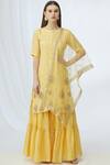 Vara By Vibha N Priti_Yellow Banarasi Chanderi Embellished Kurta Sharara Set_Online_at_Aza_Fashions