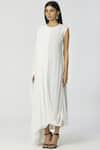 Buy_Neha Gursahani_White Cotton Round Draped Midi Dress _Online_at_Aza_Fashions