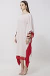 Buy_Neha Gursahani_White Crinkle, Mulmul Boat Double Layered Kaftan Dress _Online_at_Aza_Fashions