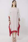 Shop_Neha Gursahani_White Crinkle, Mulmul Boat Double Layered Kaftan Dress _Online_at_Aza_Fashions