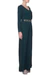 Platinoir_Green Heavy Crepe Embellished Draped Jumpsuit_Online_at_Aza_Fashions