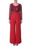 Buy_Platinoir_Red Heavy Crepe Embellished Jumpsuit_at_Aza_Fashions