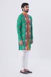 MR. Ajay Kumar_Green Printed Floral And Anchor Motif Kurta _Online_at_Aza_Fashions