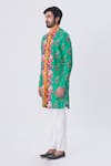 Buy_MR. Ajay Kumar_Green Printed Floral And Anchor Motif Kurta _Online_at_Aza_Fashions