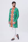 Shop_MR. Ajay Kumar_Green Printed Floral And Anchor Motif Kurta _Online_at_Aza_Fashions