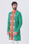 Buy_MR. Ajay Kumar_Green Printed Floral And Anchor Motif Kurta _at_Aza_Fashions