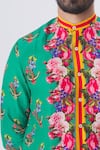 MR. Ajay Kumar_Green Printed Floral And Anchor Motif Kurta _at_Aza_Fashions