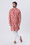 Buy MR. Ajay Kumar Red Silk Floral Motif Printed Kurta And Churidar Set Online at Aza Fashions Buy_MR. Ajay Kumar_Red Silk Floral Motif Printed Kurta And Churidar Set _Online_at_Aza_Fashions