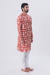 MR. Ajay Kumar Red Silk Floral Motif Printed Kurta And Churidar Set Online at Aza Fashions MR. Ajay Kumar_Red Silk Floral Motif Printed Kurta And Churidar Set _Online_at_Aza_Fashions