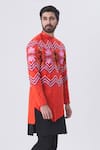 Buy_Mr. Ajay Kumar_Orange Cotton Overlap Asymmetric Kurta And Kilt Pant Set  _at_Aza_Fashions