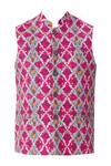 Buy MR. Ajay Kumar Pink Linen Printed Nehru Jacket Online at Aza Fashions Buy_MR. Ajay Kumar_Pink Linen Printed Nehru Jacket _Online_at_Aza_Fashions