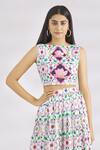 Buy_MR. Ajay Kumar_White Linen Round Crop Top  _at_Aza_Fashions