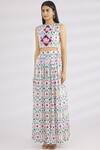 Buy_MR. Ajay Kumar_White Linen Round Crop Top  _Online_at_Aza_Fashions