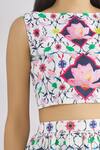 MR. Ajay Kumar_White Linen Round Crop Top  _at_Aza_Fashions