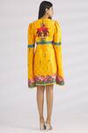 Shop MR. Ajay Kumar Yellow Linen Silk Round Dress at Aza Fashions Shop_MR. Ajay Kumar_Yellow Linen Silk Round Dress _at_Aza_Fashions