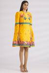 MR. Ajay Kumar Yellow Linen Silk Round Dress Online at Aza Fashions MR. Ajay Kumar_Yellow Linen Silk Round Dress _Online_at_Aza_Fashions