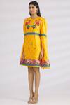 Buy MR. Ajay Kumar Yellow Linen Silk Round Dress Online at Aza Fashions Buy_MR. Ajay Kumar_Yellow Linen Silk Round Dress _Online_at_Aza_Fashions