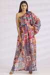 Buy MR. Ajay Kumar Multi Color Linen Silk Asymmetric Maxi Dress at Aza Fashions Buy_MR. Ajay Kumar_Multi Color Linen Silk Asymmetric Maxi Dress _at_Aza_Fashions