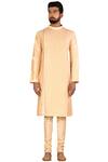 Buy_Arihant Rai Sinha_Peach Silk Blend Overlap Kurta Set_Online_at_Aza_Fashions