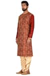 Shop_Arihant Rai Sinha_Maroon Silk Blend Overlap Kurta Set_Online_at_Aza_Fashions