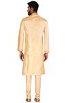 Shop_Arihant Rai Sinha_Gold Silk Blend Overlap Kurta Set_at_Aza_Fashions