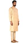 Arihant Rai Sinha_Gold Silk Blend Overlap Kurta Set_Online_at_Aza_Fashions