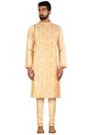 Buy_Arihant Rai Sinha_Gold Silk Blend Overlap Kurta Set_Online_at_Aza_Fashions