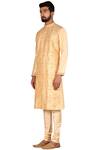 Shop_Arihant Rai Sinha_Gold Silk Blend Overlap Kurta Set_Online_at_Aza_Fashions
