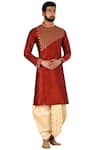Buy_Arihant Rai Sinha_Beige Dupion Silk Cotton Kurta Dhoti Pant Set_at_Aza_Fashions