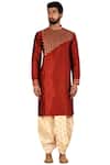 Buy_Arihant Rai Sinha_Beige Dupion Silk Cotton Kurta Dhoti Pant Set_Online_at_Aza_Fashions