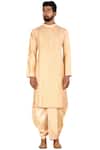 Buy_Arihant Rai Sinha_Peach Silk Blend Overlap Kurta Dhoti Pant Set_Online_at_Aza_Fashions