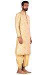 Arihant Rai Sinha_Beige Dupion Silk Embroidered Kurta Dhoti Pant Set_Online_at_Aza_Fashions