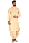 Buy_Arihant Rai Sinha_Beige Dupion Silk Embroidered Kurta Dhoti Pant Set _at_Aza_Fashions