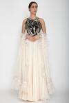 Buy_Varun Bahl_White Net, Viscose Crepe, Silk Organza Round Embellished Lehenga Set_at_Aza_Fashions