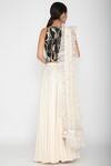 Shop_Varun Bahl_White Net, Viscose Crepe, Silk Organza Round Embellished Lehenga Set_at_Aza_Fashions