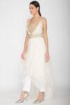 Varun Bahl_White Silk Organza V Neck Embellished Jacket With Top_Online_at_Aza_Fashions
