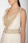 Varun Bahl_White Silk Organza V Neck Embellished Jacket With Top_at_Aza_Fashions