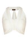 Shop_Varun Bahl_White Raw Silk Round Embellished Cape With Crop Top_Online_at_Aza_Fashions