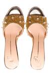 Shop_Nidhi Bhandari_Gold Crystals, Beads Embellished Block Heels _at_Aza_Fashions