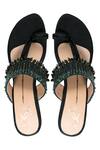 Shop_Nidhi Bhandari_Green Crystals, Beads, Stones Velvet Embellished Wedges_at_Aza_Fashions
