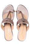 Shop_Nidhi Bhandari_Gold Braided Kolhapuri Wedges_at_Aza_Fashions