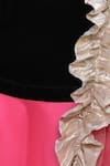 Pinkcow designs pvt ltd_Black Velvet, Silk Ruffles, Tassels Lehenga Set _at_Aza_Fashions