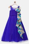 Buy_Pinkcow designs pvt ltd_Blue Silk Bows Printed Gown _at_Aza_Fashions
