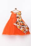 Buy_Pinkcow designs pvt ltd_Orange Silk Printed Bow Gown _at_Aza_Fashions