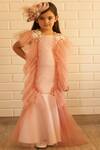 Buy_PinkCow_White Frill Mermaid Gown For Girls_at_Aza_Fashions