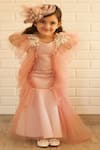 Buy_PinkCow_White Frill Mermaid Gown For Girls_Online_at_Aza_Fashions