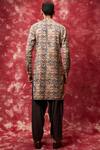 Shop_Qbik_Beige Kurta Cotton Viscose Printed Pathani Set _at_Aza_Fashions