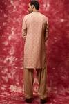 Shop_Qbik_Pink Kurta Cotton Viscose Printed Pathani Salwar Set _at_Aza_Fashions